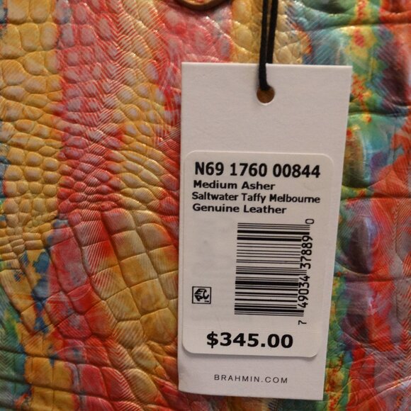 Brahmin Medium Asher Tote – Saltwater Taffy Melbourne Croc‑Embossed Leather NWT - Picture 4 of 7